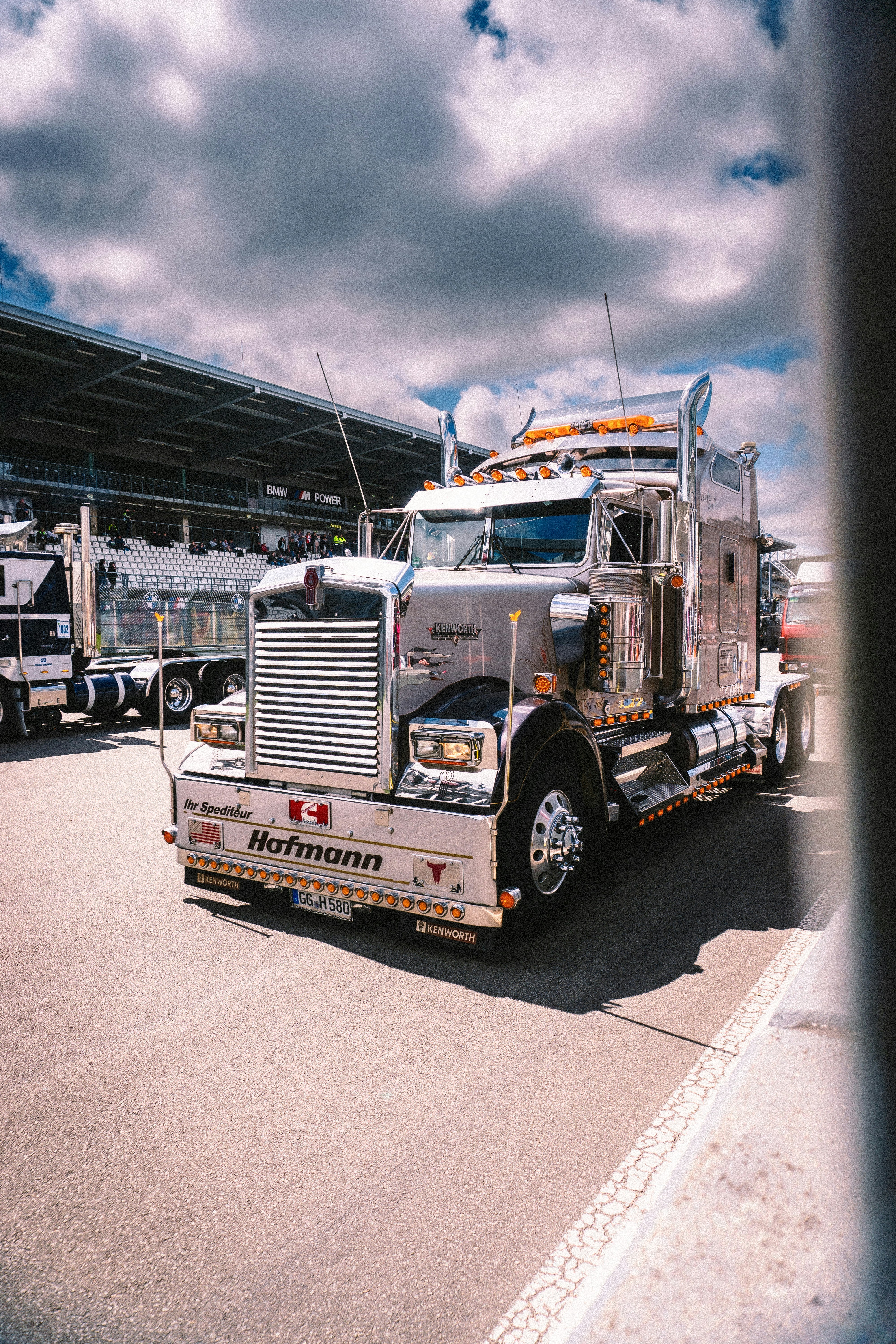 Large truck on a cloudy day.